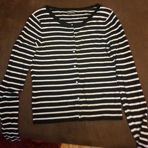 Express Striped Cardigan with diamond buttons